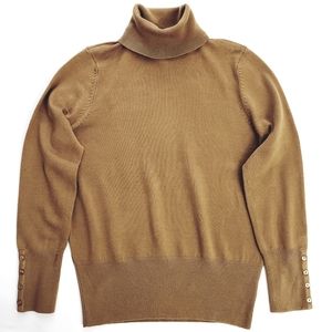 Nwot JM Collection Petite Caramel Brown Turtleneck Sweater